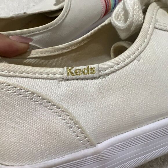 Keds Womens White Kickstart Rainbow Webbing Stripe Sneakers Size 11 Dream Foam - Picture 11 of 13